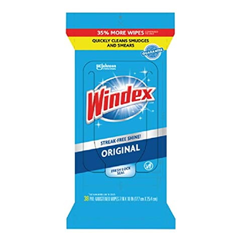 Windex Glass and Surface Pre-Moistened Wipes, Original, 38 Count(1 Pack / 6 Pack)