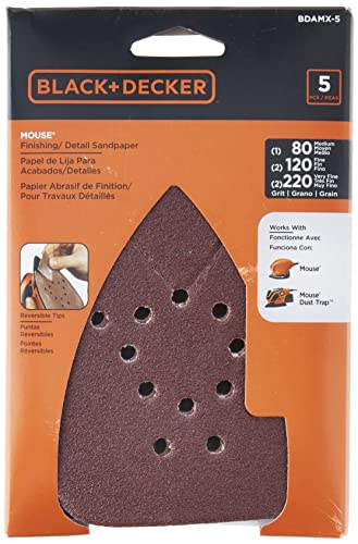 BLACK+DECKER BDAMX-5 Mouse Assorted Sandpaper, 5 Pack / 12 Pack