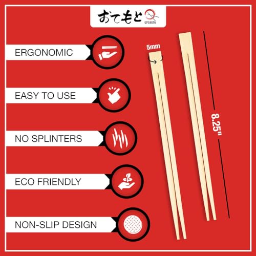 [50 Pairs] Bamboo Wooden Chopsticks with Paper Sleeves, Premium Quality