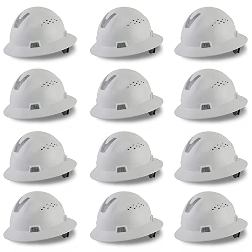 [1 / 12 Packs] Full Brim Hard Hat, ANSI Z89.1 Approved, OSHA Type 1 Class C