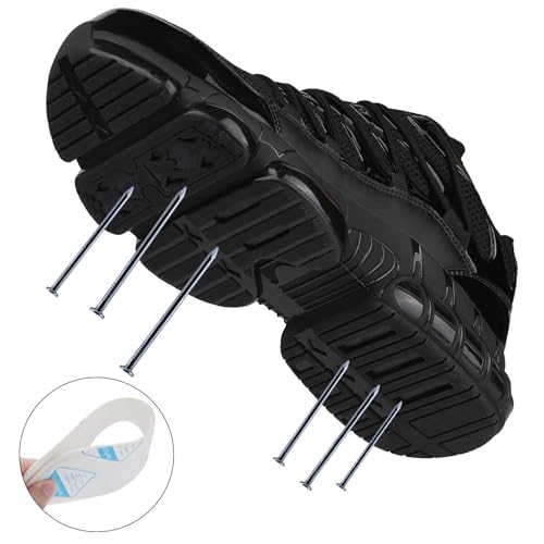 [1 Pair] Lightweight Steel Toe Sneakers, Slip Resistant, Puncture Proof