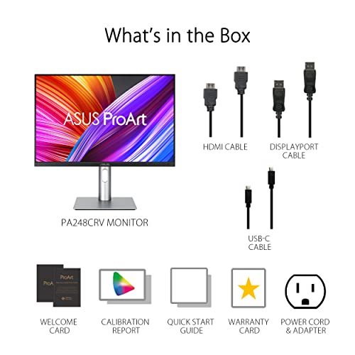 [24" / 27" Flat] ASUS ProArt Display Calman Verified, USB-C, Compatible with Laptop & Mac Monitor