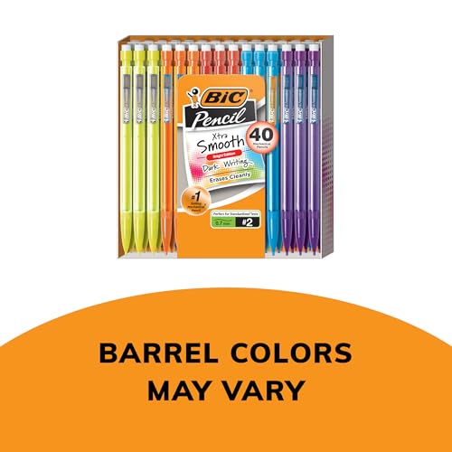 BIC Xtra-Smooth Mechanical Pencils with Erasers (MPCE40-BLK) (0.7mm), 40-Count Pack