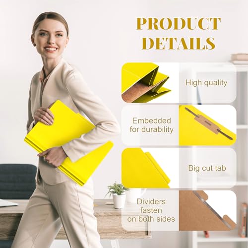 [24 Pack] 1 Divider Classification File Folder with Fastener Pressboard