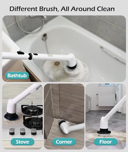 Electric Spin Scrubber, IPX7 Waterproof Bathroom Cleaner Brush