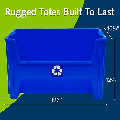 ReadySpace Commercial Stackable Open-Front Recycling Bin Box Containers, 7/12.5 Gallon, 3 Pack / 4 Pack