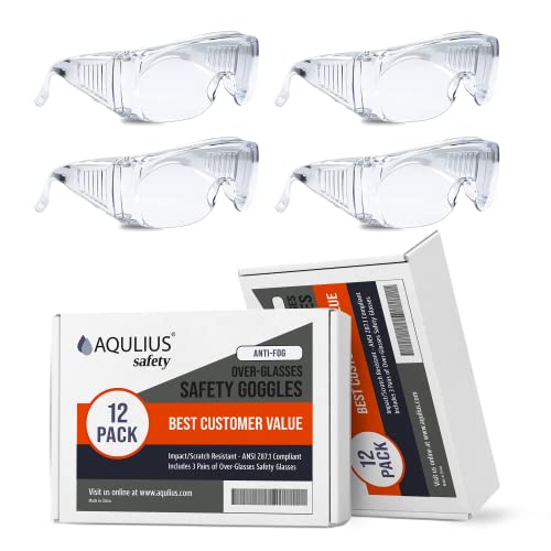 [3 / 12 / 24 PCS] Safety Glasses w/ Anti-Fog & Scratch Resistant, Crystal Clear Eye Protection