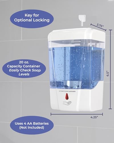 Automatic Wall Mounted Soap Dispenser for Bathroom (2-Pack White)