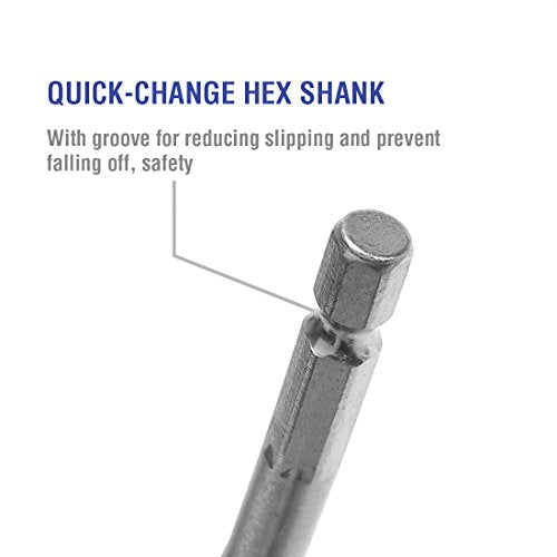 13-Piece Spade Drill Bit Set in SAE, Paddle Flat Bits for Woodworking, Nylon Storage Pouch Included