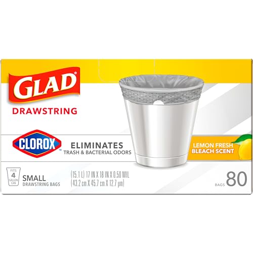 Glad Trash Bags, Small Garbage Bags, 4 Gallon Lemon Fresh Scent - 34 / 80 Ct