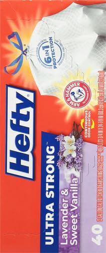 [80 Count] Hefty Ultra Strong Tall Kitchen Trash Bags, Lavender & Sweet Vanilla Scent, 13 Gallon
