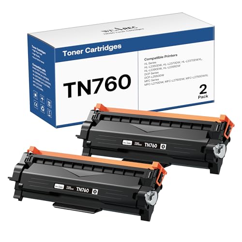 TN760 Toner Cartridges Replacement for Brother Toner TN-730/TN-760 (Black, 2 Pack)