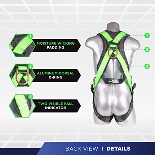 [1 Pack] Fall Protection 5pt Safety Harness w/ OSHA ANSI Compliant Personal Equipment