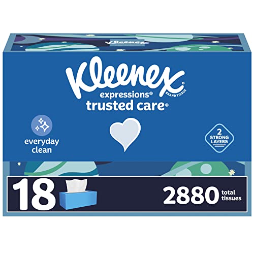 Kleenex Expressions Trusted Care Facial Tissues, 8/18 Flat Boxes