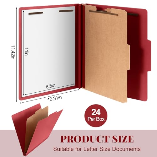 [24 Pack] 1 Divider Classification File Folder with Fastener Pressboard