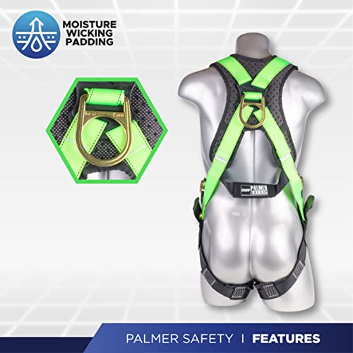 [1 Pack] Fall Protection 5pt Safety Harness w/ OSHA ANSI Compliant Personal Equipment