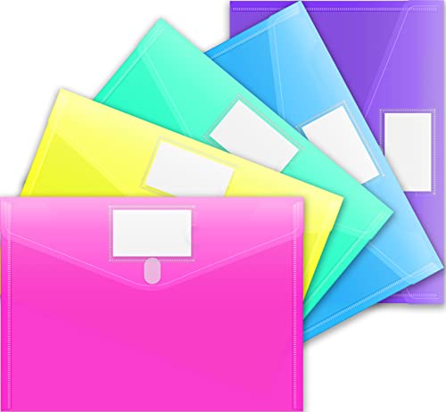 [5/10/24/36/48 Pack] Plastic Envelopes Clear Document File Folders - US Letter A4 Size