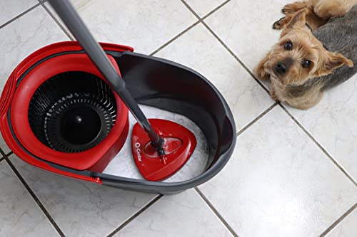 EasyWring Microfiber Spin Mop, Bucket Floor Cleaning System, Red, Gray