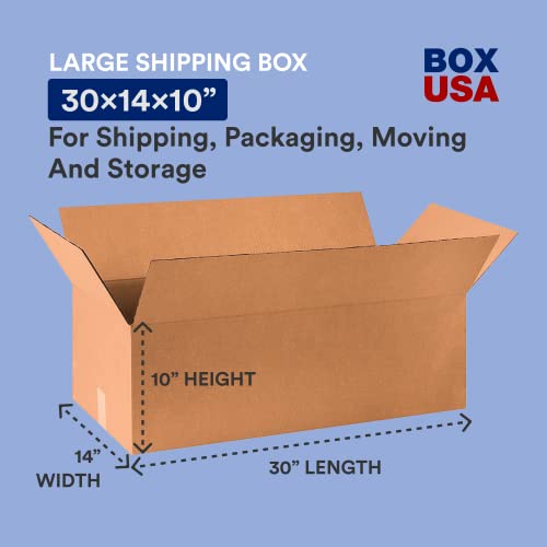 BOX USA 30x14x10 Corrugated Boxes, Large, 30L x 14W x 10H, Pack of 10