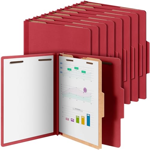 [24 Pack] 1 Divider Classification File Folder with Fastener Pressboard