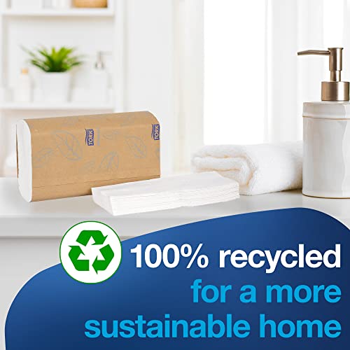 Soft Multifold Hand Towel White with Grey Leaf Print, 189 Towels Per Pack, 16 Packs, Fits H2 Towel Dispensers