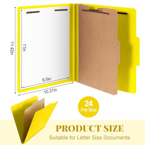 [24 Pack] 1 Divider Classification File Folder with Fastener Pressboard