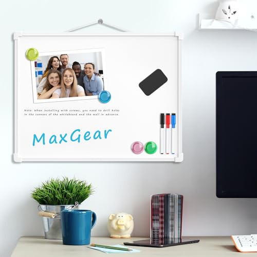 [1 Set] Double-Sided Dry Erase Board with 3 Markers, 4 Magnets, and 1 Eraser