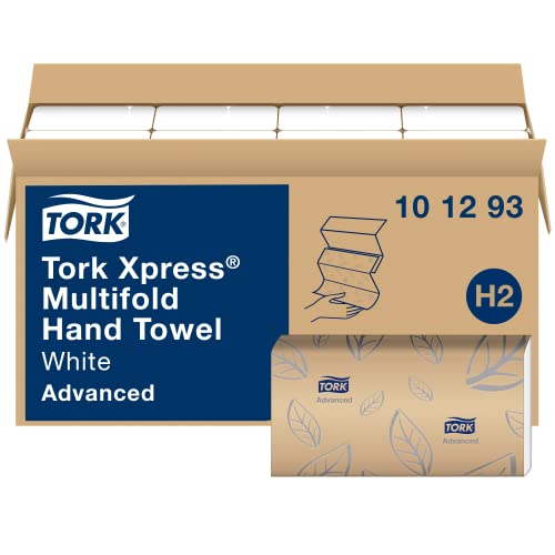 Soft Multifold Hand Towel White with Grey Leaf Print, 189 Towels Per Pack, 16 Packs, Fits H2 Towel Dispensers