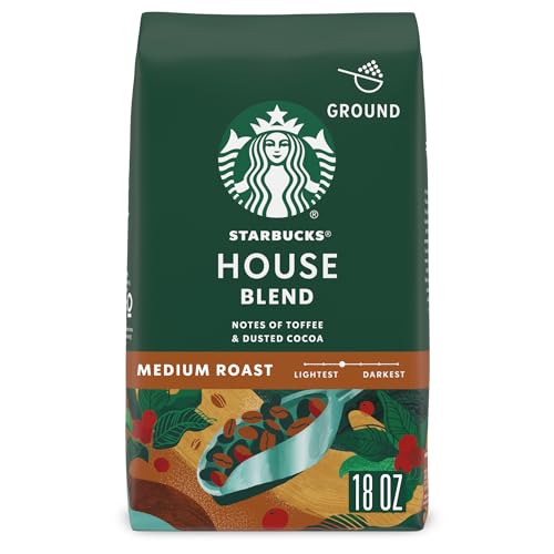 [1 Bag] Starbucks Ground Coffee, Medium Roast, House Blend, 100% Arabica, 18 oz