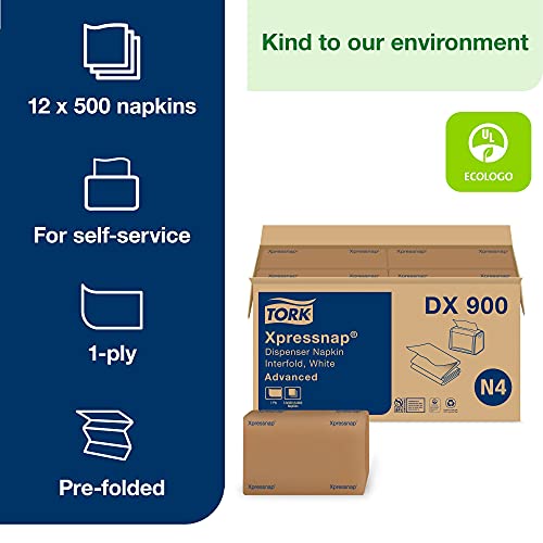 Xpressnap® White Dispenser Napkin N4, Advanced, Interfold 1-ply, 13" x 8.5", 12 x 500 napkins, DX900