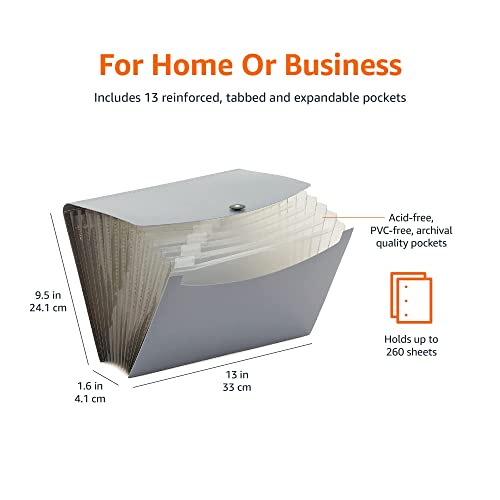 Amazon Basics Expanding Organizer File Folder, Letter Size - Black, 1 or 2 Pack