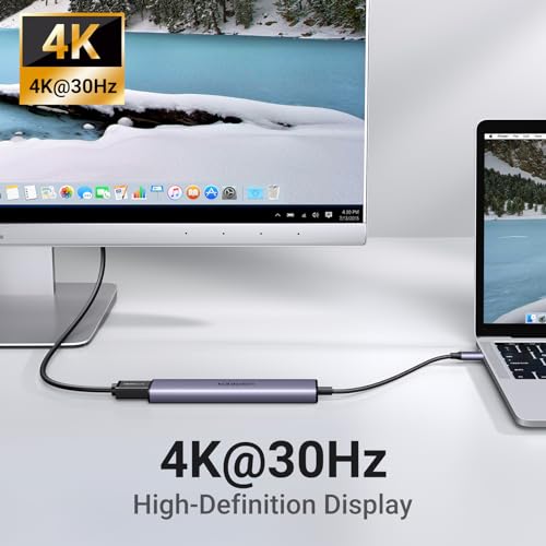 [1 PC] 5-in-1 USB C Hub Multiport Adapter, 4K HDMI, 100W Power Delivery