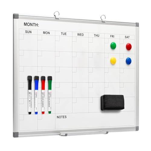 [1 Set] Monthly Calendar Magnetic Dry Erase Whiteboard, 24" x 18"