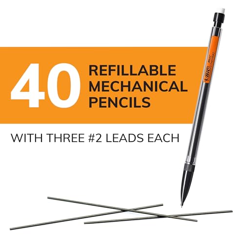 BIC Xtra-Smooth Mechanical Pencils with Erasers (MPCE40-BLK) (0.7mm), 40-Count Pack