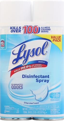 Lysol Disinfectant, Sanitizing and Antibacterial Spray, Crisp Linen, 19 Fl. Oz (Pack of 2)