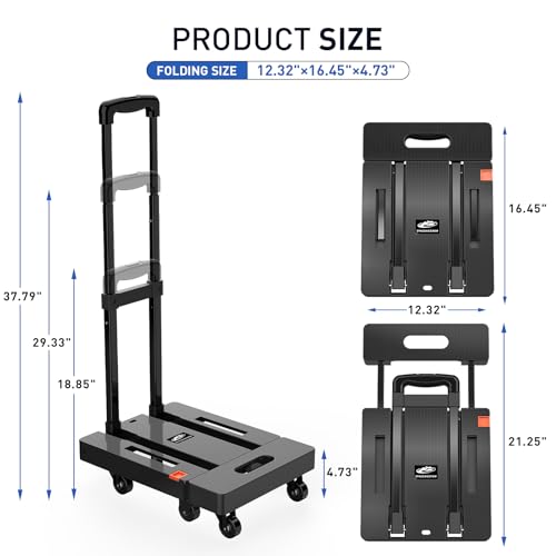 Folding Hand Truck, 500 LB Heavy Duty Luggage Cart