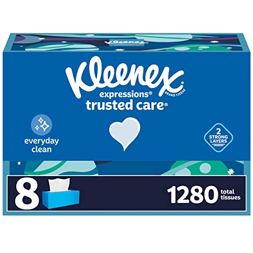 Kleenex Expressions Trusted Care Facial Tissues, 8/18 Flat Boxes
