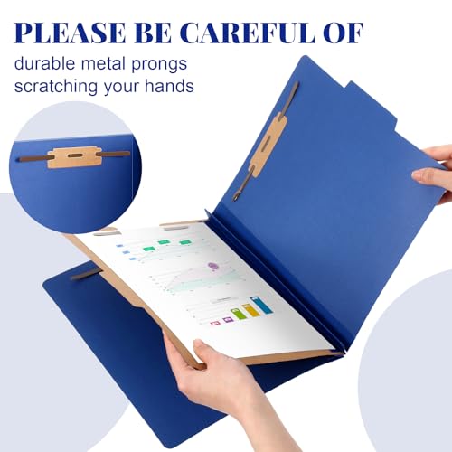 [24 Pack] 1 Divider Classification File Folder with Fastener Pressboard