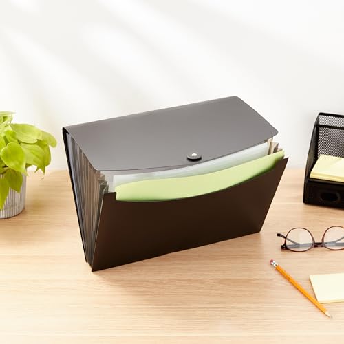Amazon Basics Expanding Organizer File Folder, Letter Size - Black, 1 or 2 Pack