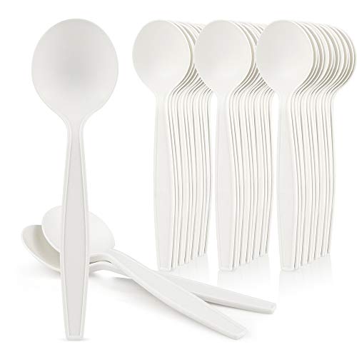 [50 PCS] 6" Eco-Friendly Disposable Soup Spoons