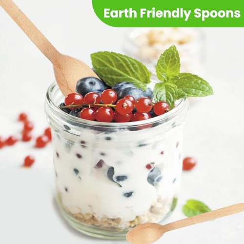 [100 CT] Disposable Wooden Cutlery Spoons, 6.25 Inch Length