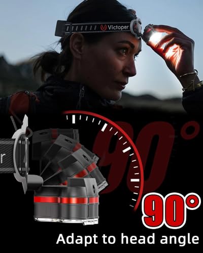 [1 / 2 / 4 Packs] Rechargeable Headlamp, 8 LED 18000 High Lumen Bright Head Lamp with Red Light