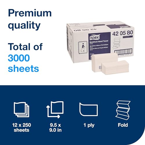 Multifold Hand Towel Dispenser Black H2, 250 Towels per Pack, 12 Packs