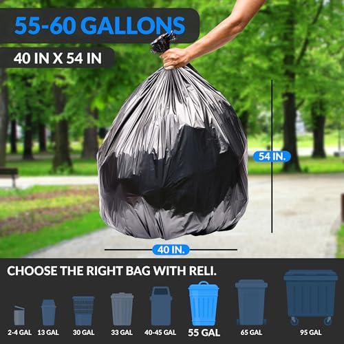 [150 Count] 55-60 Gallon Trash Bags Heavy Duty