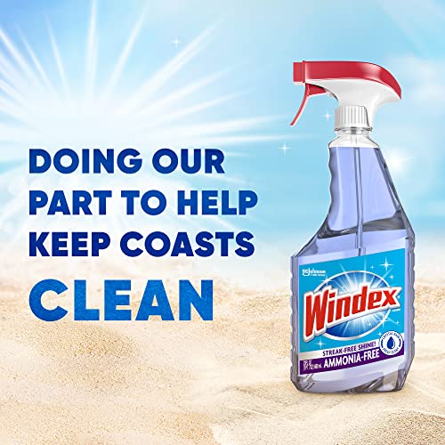 Windex Ammonia-Free Glass and Window Cleaner Spray Bottle, Crystal Rain Scent, 23 & 32 Fl Oz