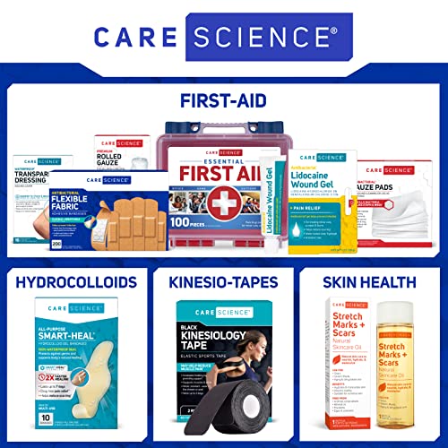 Care Science Fabric Adhesive Pad Bandages, 3x4 inches Extra Large Flexible Non-Stick Strip