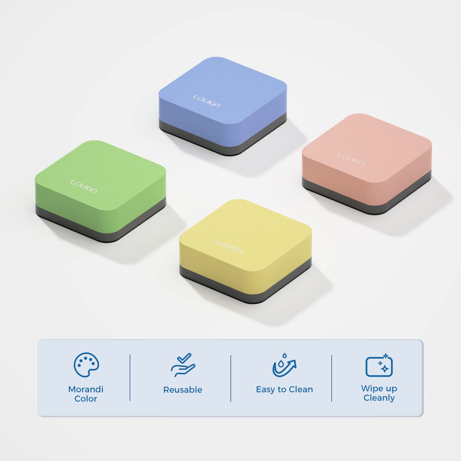 [12 / 24 PCS] Mini Magnetic Dry Erase Eraser w/ Free Bottle of 3.4 oz Whiteboard Cleaner