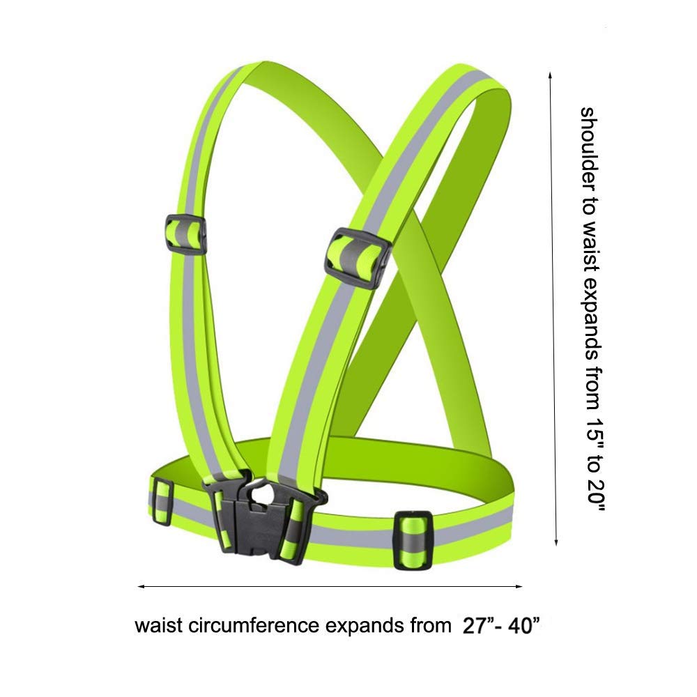 [2 Packs] Hi-Vis Adjustable Safety Sash Belts with Reflective Straps
