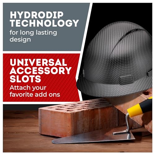 [1 PC] Full Brim Vented Carbon Fiber Matte Finish OSHA Hard Hat with 6-Point Suspension