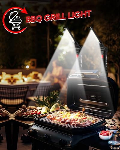 Rechargeable LED Work Light Grill Light with Magnetic Base 5 Modes 360° Rotate (2 or 4 Pack)